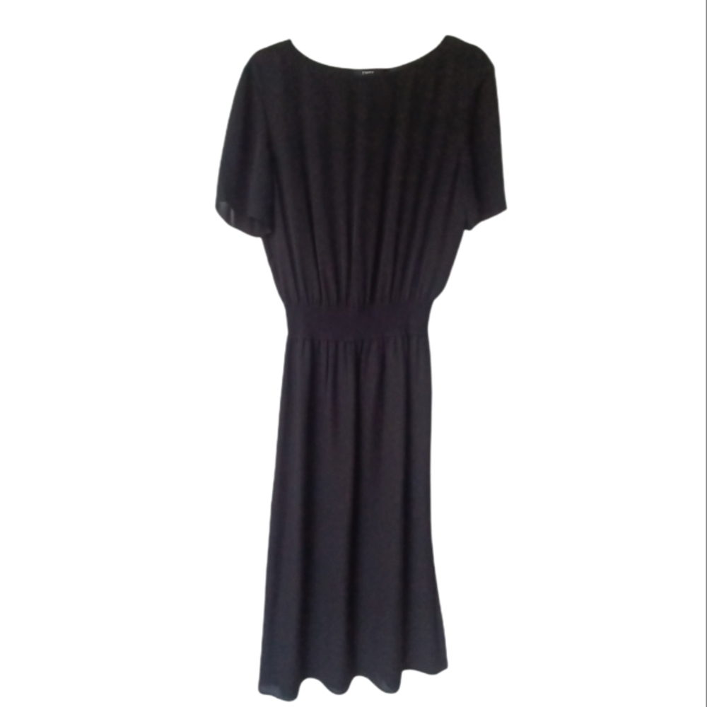 Theory Silk Black Lined Short Sleeved Midi Dress Med NWT